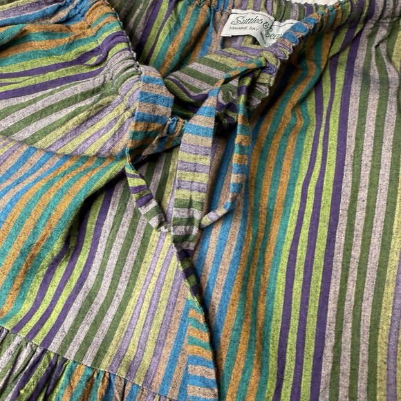 Vintage Suttles and Seawinds Tiered Striped Midi Skirt Sz M (Waist 28) Cotton - Picture 7 of 12